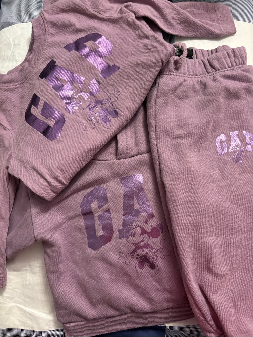 GAP Kids Purple Minnie Graphic 3 piece Sweatsuit - Purple